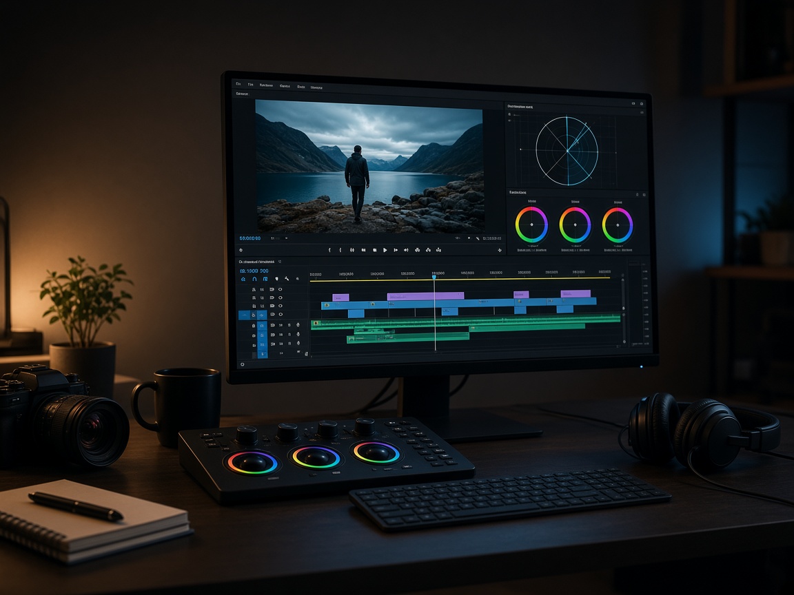 Video editing color and timeline workspace
